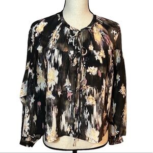 NWT IRO Anite Black & Grey Print 100% Silk Blouse Sz-M/38